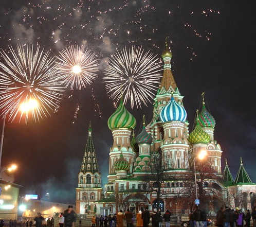 Fireworks over St Basil's Cathedral, Moscow