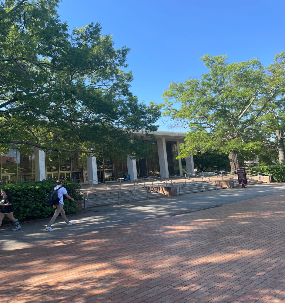 Image of the Thomas Cooper University Library with steps walking up to it
